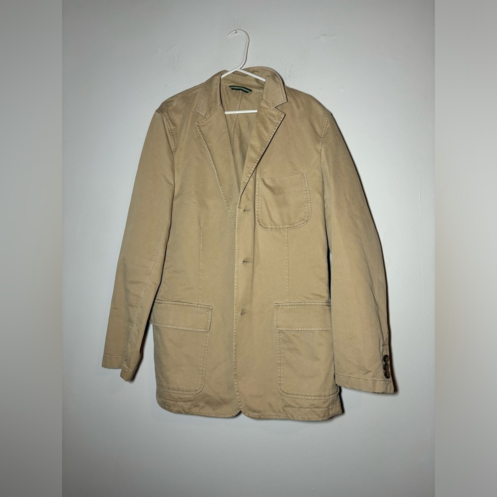 J. Crew Mens Chino Sport Coat Jacket Blazer Cotton Linen size large
